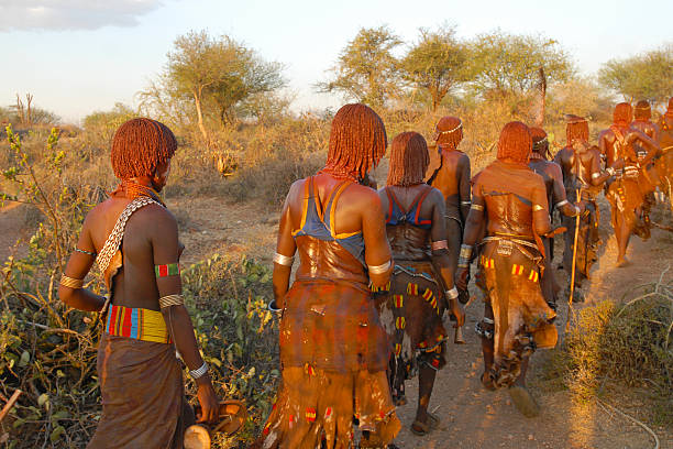ハマー歩く女性をジャンピングセレモニー、エチオピアブル - dancing africa ethiopian culture ethiopia ストックフォトと画像