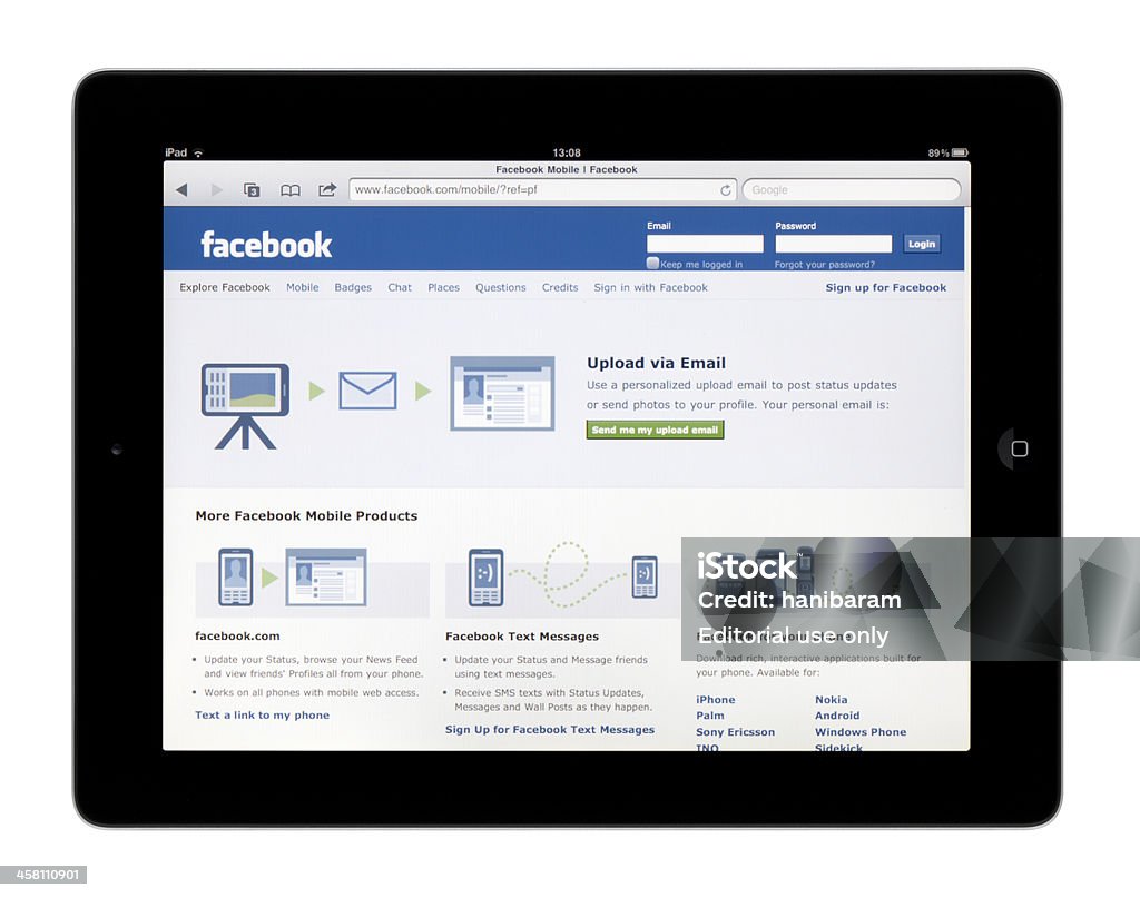 Facebook aplicativo para dispositivo móvel - Foto de stock de Agenda Eletrônica royalty-free