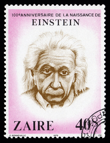 London, UK – February 5, 2011: Zaire postage stamp of 1979 commemorating the 100th anniversary of the birth of  Albert Einstein