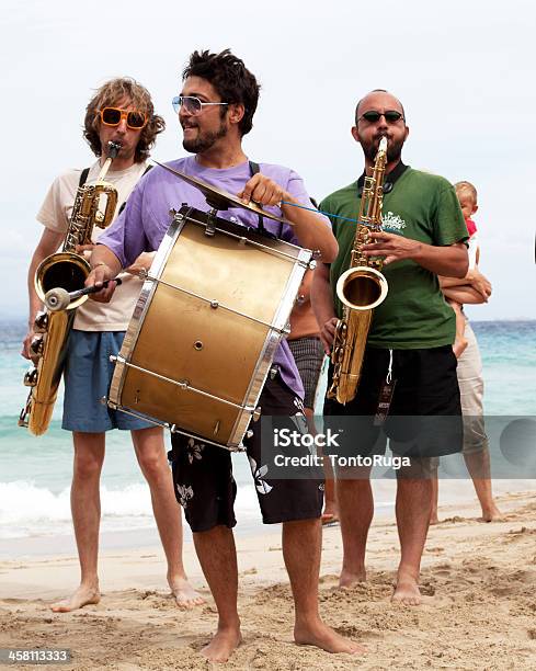 Italian Marching Band Performing On The Beach In September Stock Photo - Download Image Now