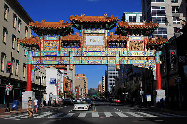 Chinatown in Washington, D.C. "Washington, D.C., USA - September 5, 2010: The Friendship Archway at H Street N.W. in Washington, D.C.\'s Chinatown" chinatown photos stock pictures, royalty-free photos & images