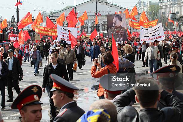 Communist Party Supporters Take Part In A Rally Stock Photo - Download Image Now - Celebration Event, Communist Flag, Dictator
