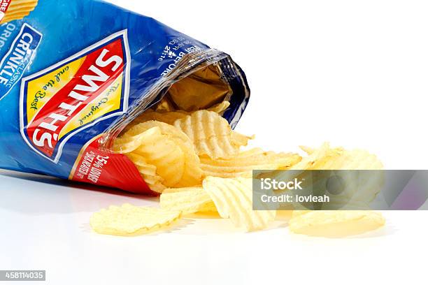 Opened Packet Potato Crisps Stock Photo - Download Image Now - Packaging, Savory Food, French Fries