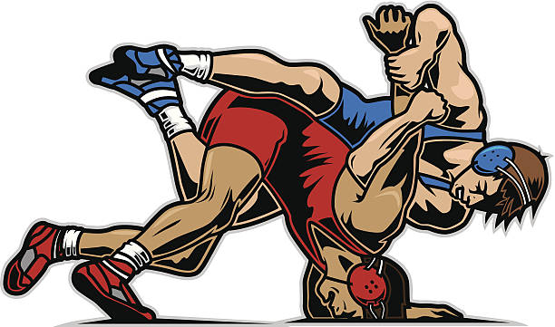 Wrestlers vector art illustration