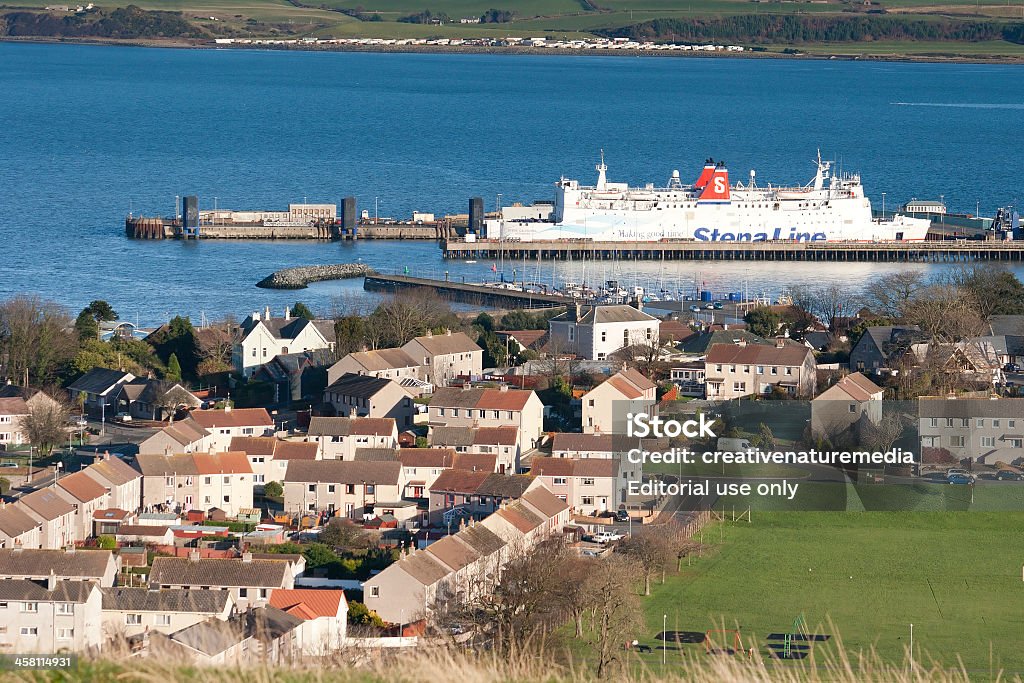 View Over Stranraer and Stena Caledonia Stranraer,Scotland, UK - November 27, 2010: View over Stranraer with the Stena Line Caledonia passenger ferry docked at the ferry terminal. Harbor Stock Photo