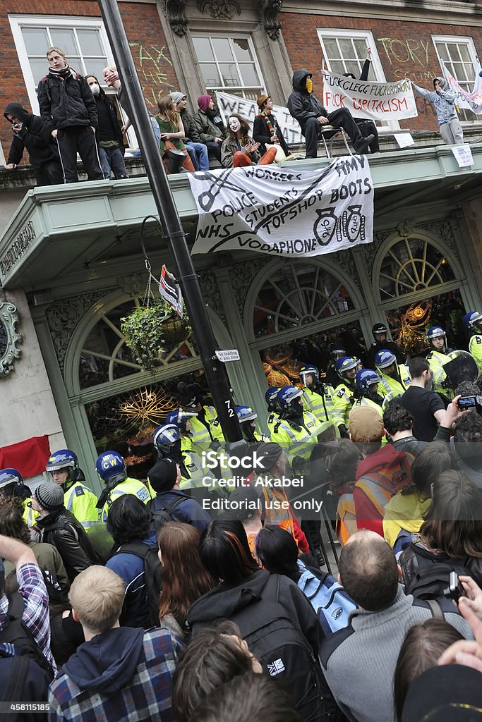 Anti-Schnitte Demonstration in London - Lizenzfrei Aufstand Stock-Foto