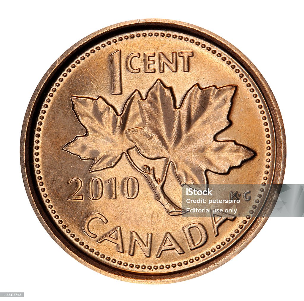 Канадская 2010 Пенни, изолированных - Стоковые фото 1 цент роялти-фри