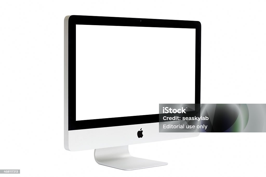 새로운 iMac 데스크탑 컴퓨터, 중간음 2011 모델. - 로열티 프리 컴퓨터 모니터 스톡 사진