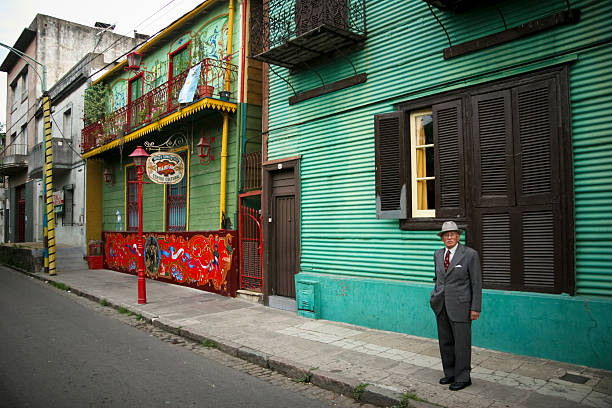 Elderly Argentinian Man At Caminito stock photo