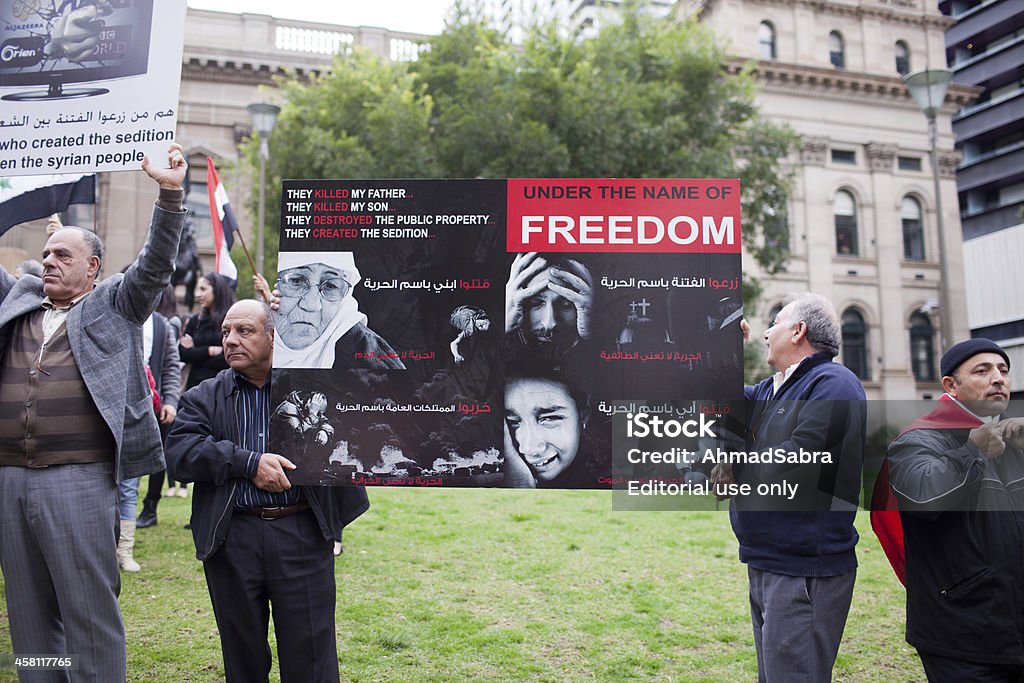 Melbourne Prostest de Siria - Foto de stock de Autoridad libre de derechos