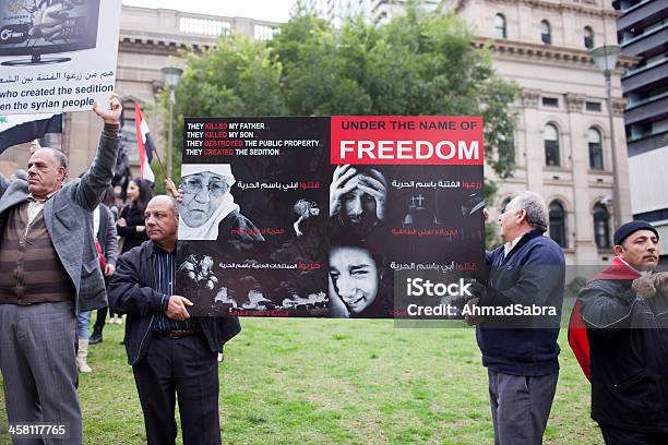 Melbourne Prostest De Siria Foto de stock y más banco de imágenes de Autoridad - Autoridad, Campaña política, Ciudades capitales