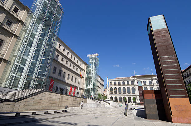 Museum Reina Sofia "Madrid, Spain - June 7, 2008: exterior view of the Reina Sofia Museum. This museum  is dedicated to the exhibition of modern and contemporary art  and is one of the most visited in the city of Madrid" contemporary madrid european culture travel destinations stock pictures, royalty-free photos & images