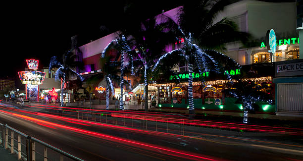 Cancun Nightlife (panoramic) stock photo