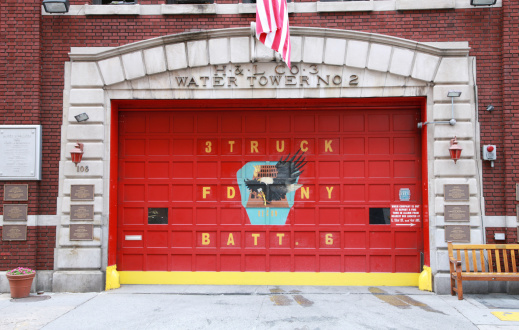 New York City, USA- June 12, 2011 Fire station entrance with the lettering \\\