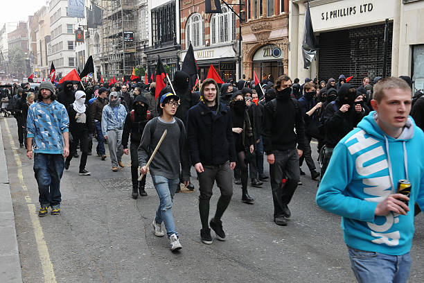 protests March through the Streets of Central London stock photo