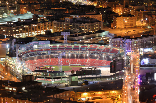 Boston, USA - April 3, 2012: Fenway Park in Kenmore Square is home to the Boston Red Sox. Opened in 1912, it is the oldest Major League Baseball stadium still in use.