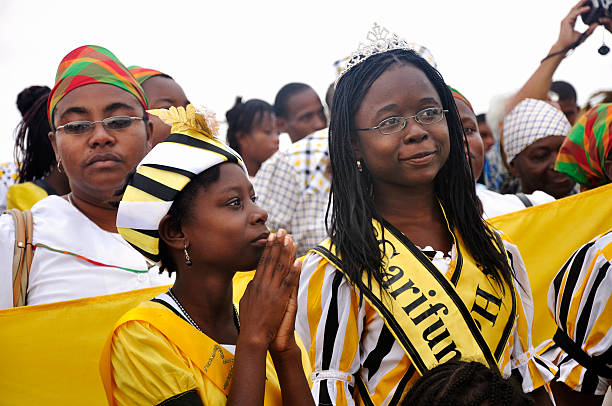 Liquidação dia celebrações 1009 Garifuna - fotografia de stock