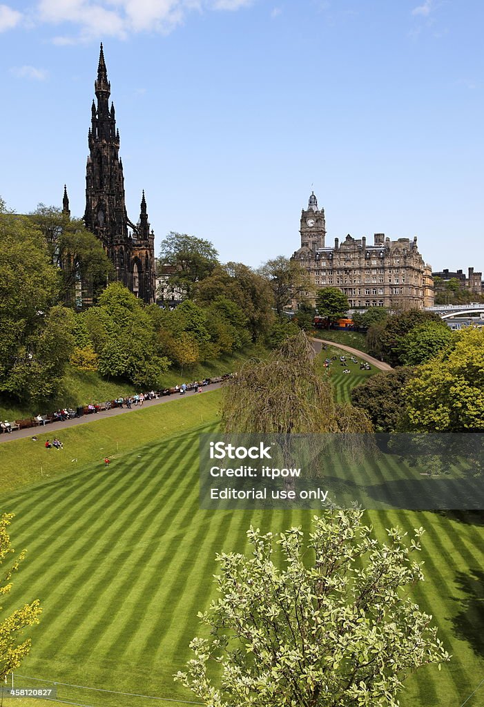 Striped lawn of Princess Gardens. Edinburgh. Scotland. UK. "Edinburgh, Scotland, UK - May 18 2010. Striped lawn of Princess Gardens. Edinburgh. Scotland. UK." Grass Stock Photo