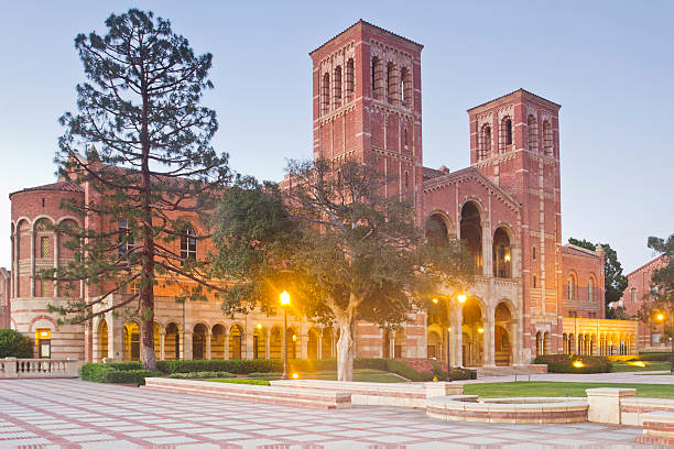 University of California, Los Angeles campus "Los Angeles, USA - May 13, 2011: Royce Hall on May 13, 2011 located on the campus of the University of California, Los Angeles.  The hall houses the main auditorium of the performing arts." ucla photos stock pictures, royalty-free photos & images