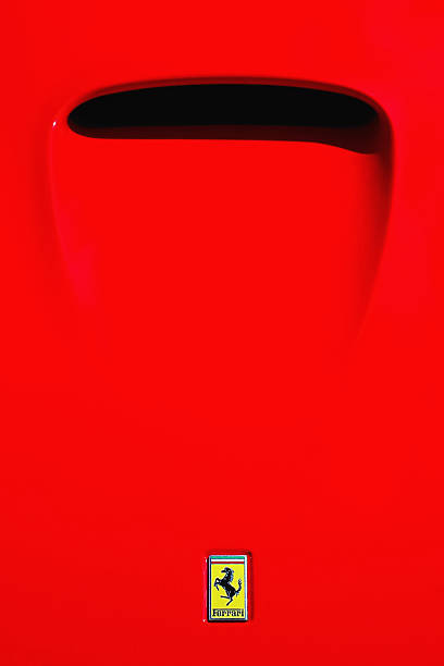 Zandvoort, The Netherlands - June 20, 2004: Air intake on the hood of a red Ferrari 550 Maranello sports car.