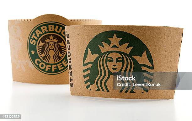 New And Old Logos Of Starbucks Stock Photo - Download Image Now - Brand Name, Cardboard, Close-up