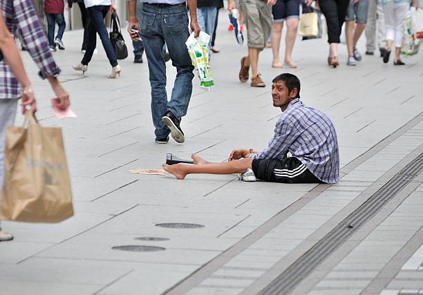 Man on the Zeil in Frankfurt stock photo