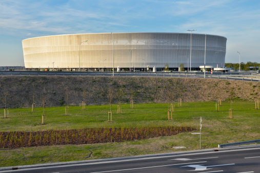 Wroclaw, Poland - April 27,  2012: New soccer stadium the highest fourth UEFA category. It was constructed for carrying out of the championship of Euro 2012. The stadium has a capacity of 42.771 spectators.