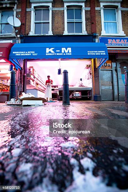 Brixton Market Butcher Shop At Closing Time Stock Photo - Download Image Now - British Culture, Brixton, Butcher's Shop