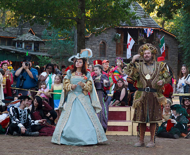King and Queen "Mission, Texas, United States - October 17th, 2009: The King and Queen at the Texas Renaissance Festival, known as the largest in the state" renaissance stock pictures, royalty-free photos & images