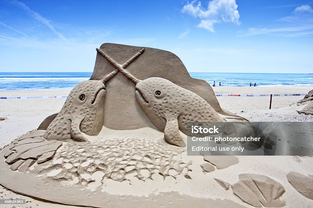 Baleia Escultura de areia - Royalty-free Castelo de areia - Estrutura Foto de stock