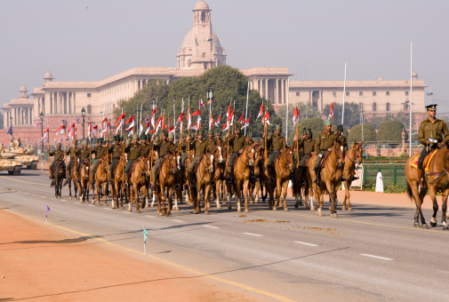 Indian police doing republic day parade