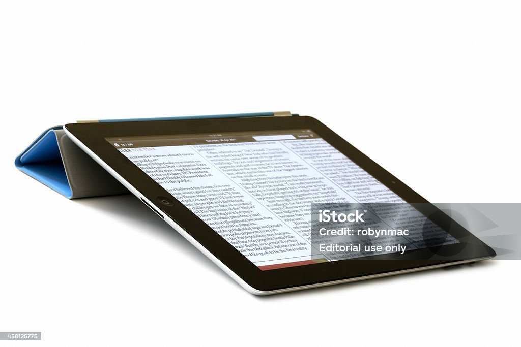 Apple iPad 2 mit eleganten Umschlag - Lizenzfrei Buch Stock-Foto
