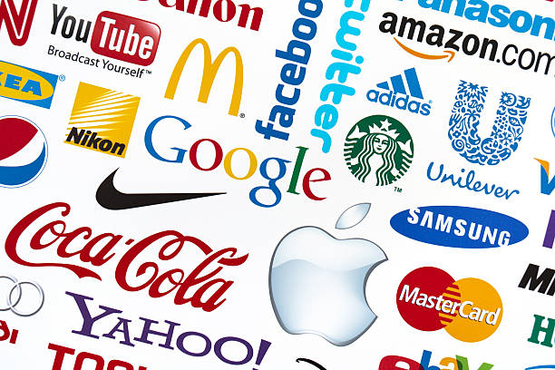 Universally popular brand logotypes stock photo