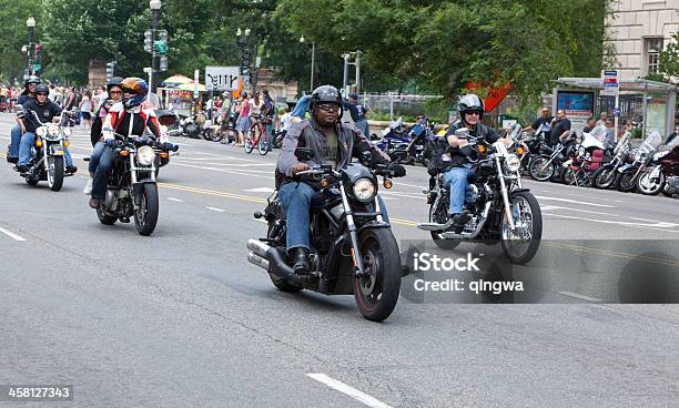 Motorcycles In Washington Dc For Rolling Thunder Stock Photo - Download Image Now - Motorcycle, Harley-Davidson, Senior Adult