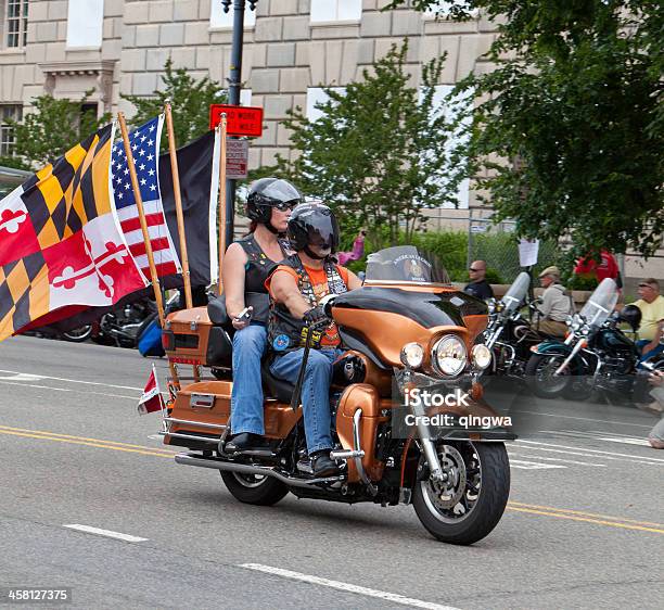 Motocicli A Washington Dc Per Rotolare Thunder - Fotografie stock e altre immagini di Bandiera del Maryland - Bandiera del Maryland, Persone, Adulto