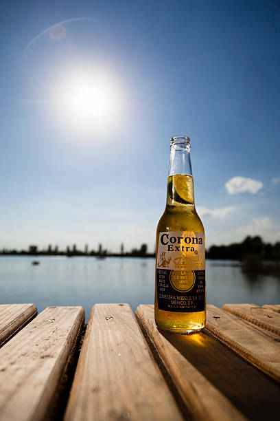 Corona Beer Against the Sun. stock photo