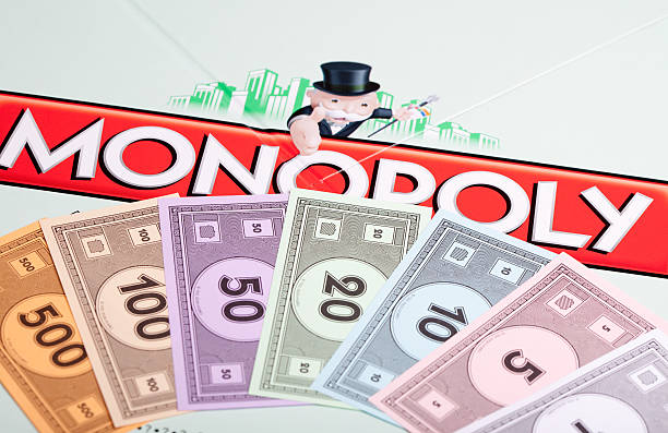 Monopoly board and money stock photo