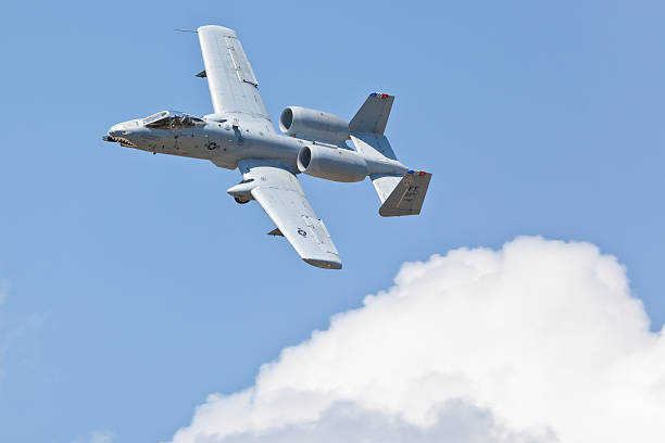 Fairchild A-10 Thunderbolt II "Langley, USA - May 15, 2011:  Fairchild A-10 Thunderbolt II performing air show routine during the Power Over Hampton Roads Air Show. A-10 is also called Tankbuster." a10 warthog stock pictures, royalty-free photos & images