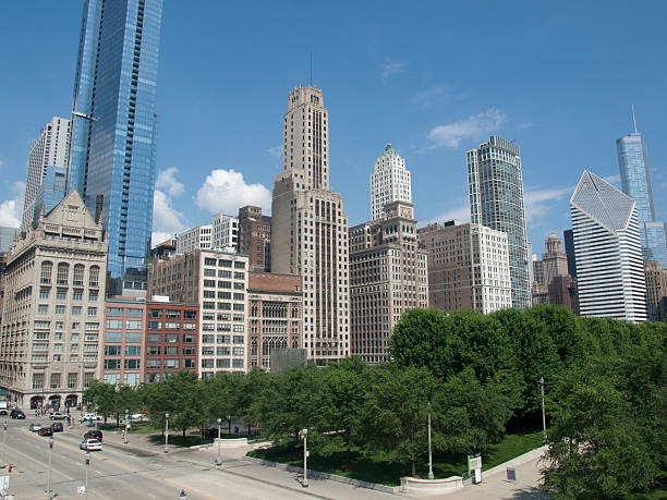 Millennium Park and Chicago Skyline stock photo