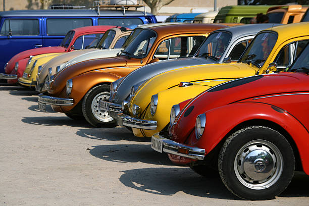 Volkswagen Beetle show Cap d'Agde, France - September 13, 2009: Volkswagen Beetles exhibited during the 16° Volkswagen Meeting in Cap d'Agde, France, on September 13, 2009. beetle stock pictures, royalty-free photos & images