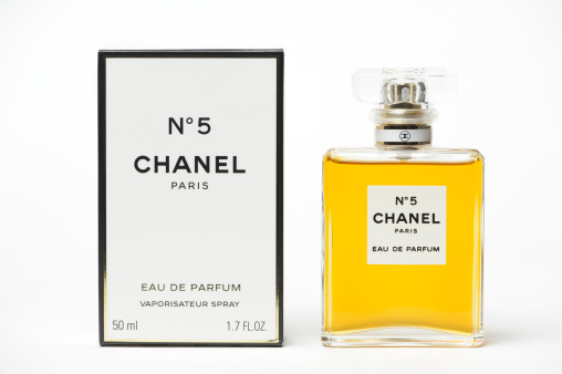 Blank perfume bottles in hard gift box for branding, 3d render illustration.