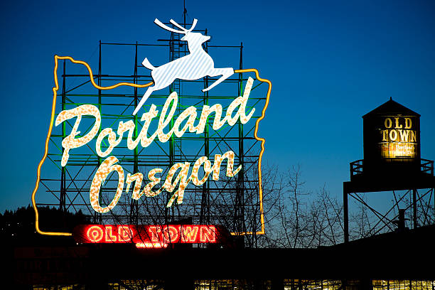 Portland, Oregon, Neon Sign stock photo