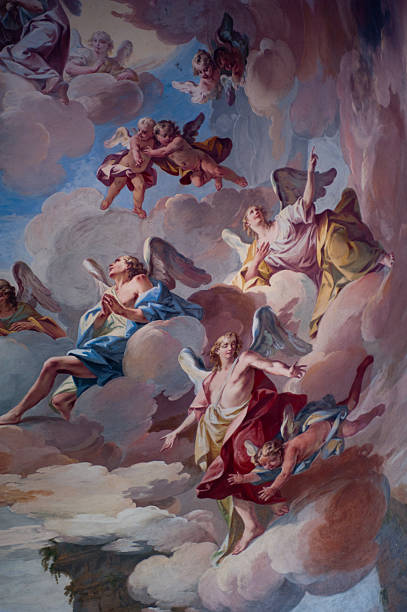 Sacro Monte ceiling 17th century paintings stock photo