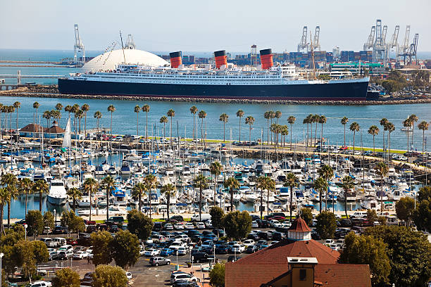 Porto de Long Beach, na Califórnia - fotografia de stock