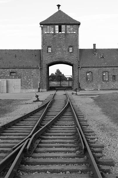 entrada principal de auschwitz - adolf hitler imagens e fotografias de stock