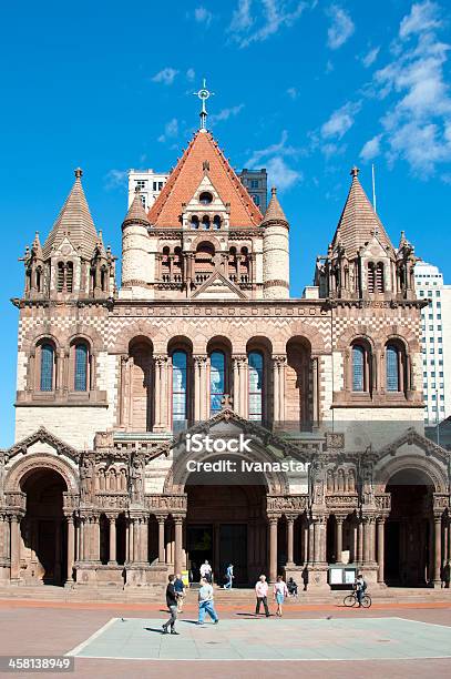 Trinity Church A Boston - Fotografie stock e altre immagini di Boston - Massachusetts - Boston - Massachusetts, Trinity Church - Boston, Ambientazione esterna