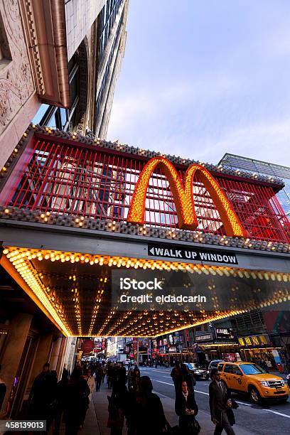 Mcdonalds At 42nd Street Newyork Stock Photo - Download Image Now - 42nd Street, Architecture, Blue