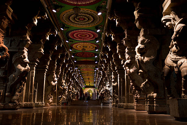 templo hindú de sri meenakshi - india statue carving history fotografías e imágenes de stock