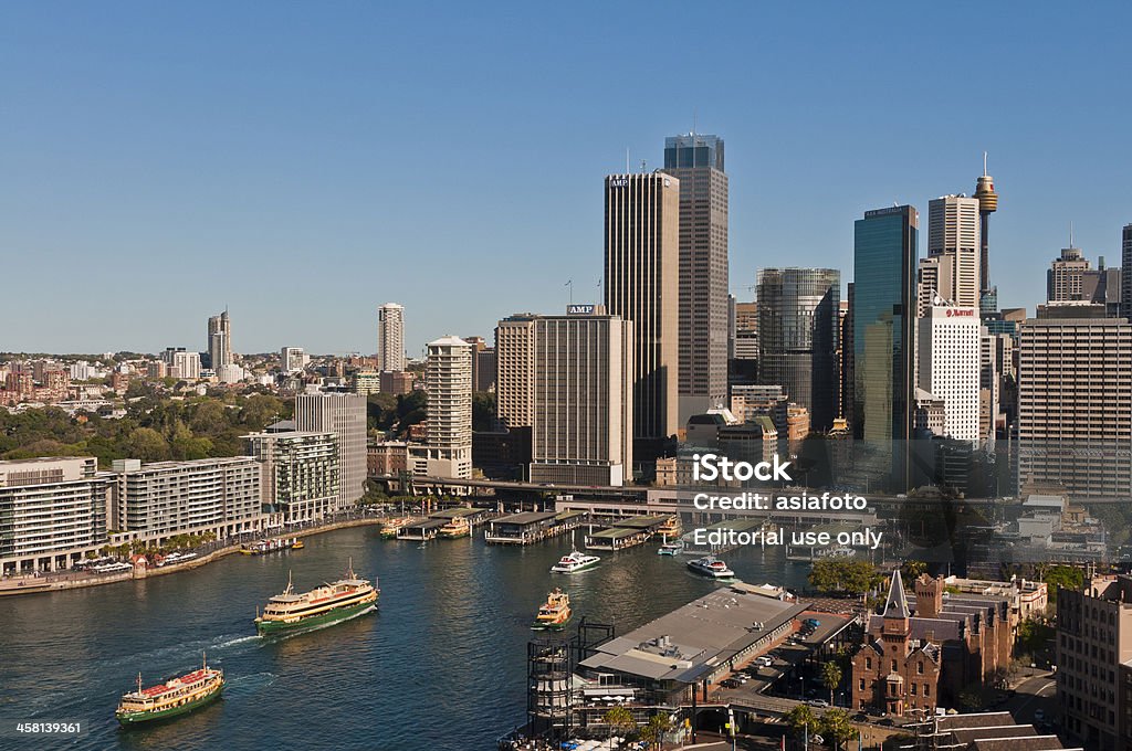 Sydney Circular Quay, Ferries, Vista da Cidade e pedras - Royalty-free Ao Ar Livre Foto de stock