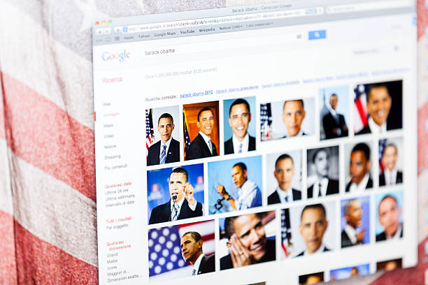 Barack Obama Portraits on Google Images stock photo